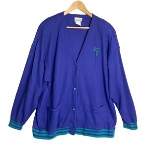 Jantzen Woman VTG Button Up Cardigan - Embroidered Shells, Starfish